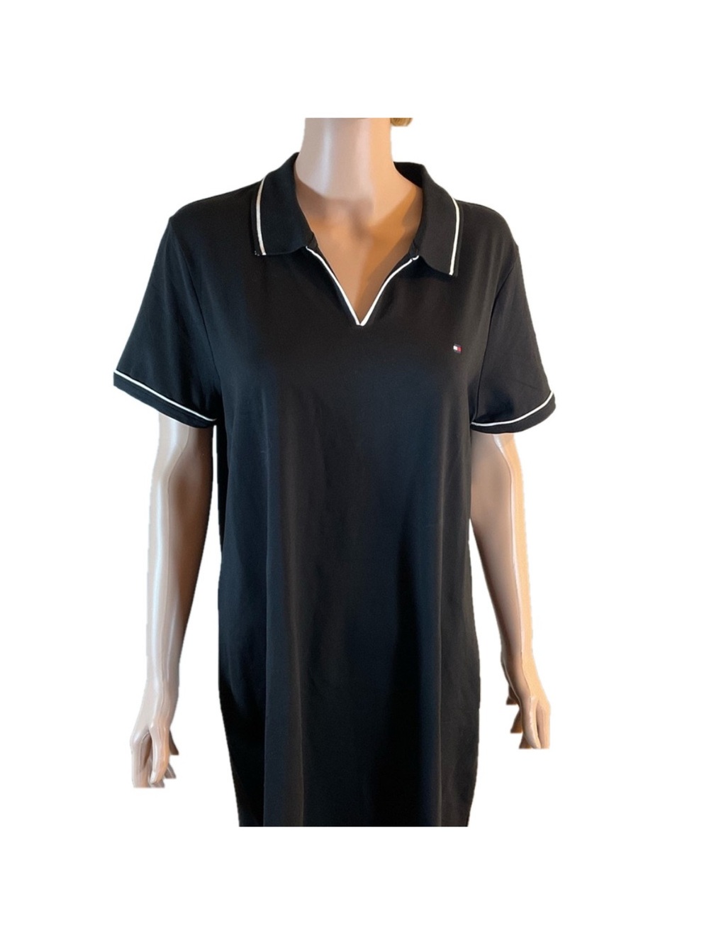 Tommy Hilfiger Black Polo Dress with White Trim